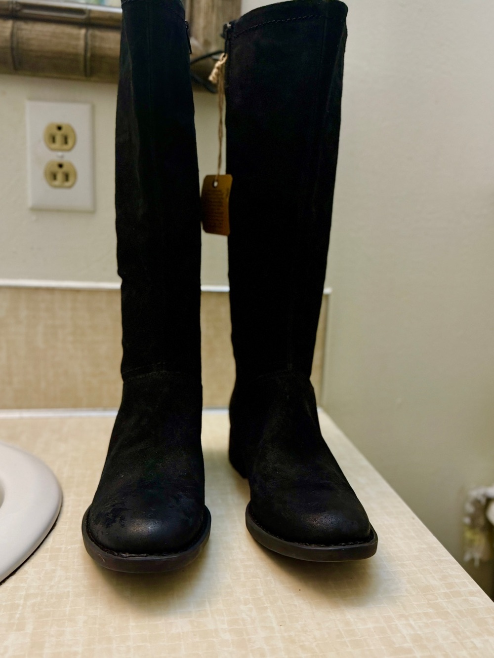 Born Black Tall Suede Heeled Boots